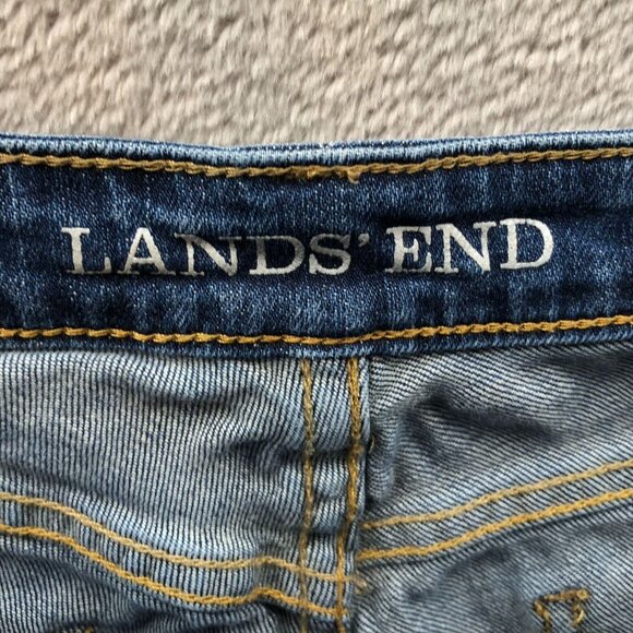 Lands End Womens Jeans Size 14 Mid Rise Bootcut Blue Denim Casual Cotton Classic - Picture 3 of 16